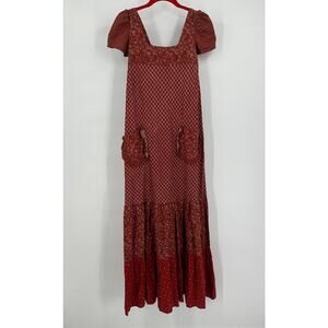 Young Edwardian Womens 70s Milkmaid Maxi Dress Size 5 Prairie Tiered Boho‎